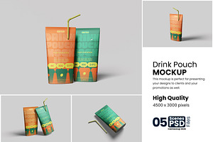 Editable Drink Pouch Mockup