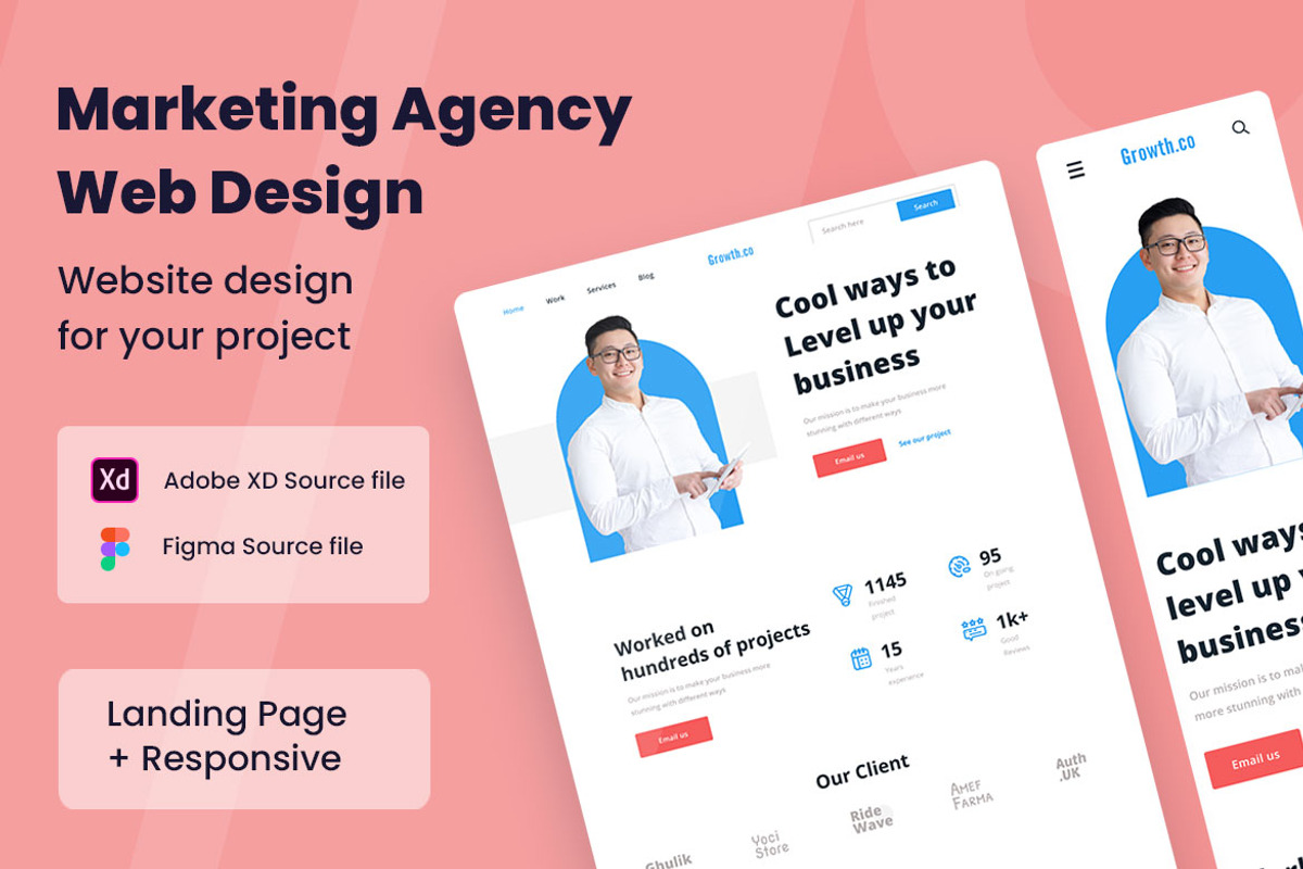 Marketing Agency Web Design, a Wireframe Template by INSPR STD (Photo 1 of 6)