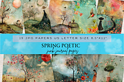SPRING POETIC LANDSCAPE JUNK JOURNAL, a Seasonal Illustration by Daring Digies (Thumbnail 1 of 7)