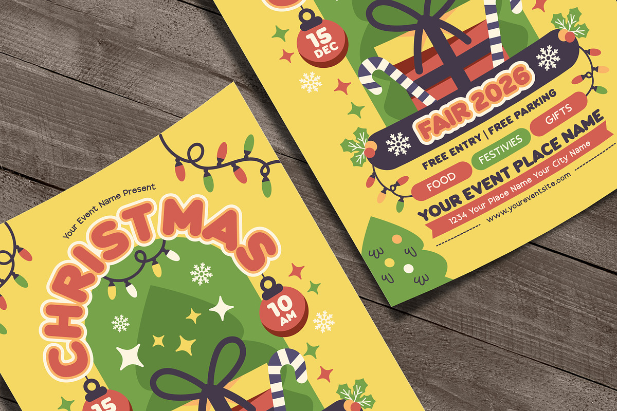 Playful Christmas Fair Flyer, a Flyer Template by Huge Dream Studio (Photo 2 of 5)