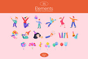 Balloon & Confetti Fun Watercolor, a Seasonal Illustration by CreativeValuation (Thumbnail 2 of 11)