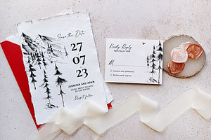 Mountain Forest Wedding Suite, an Invitation Template by BlueRobinDesignShop
