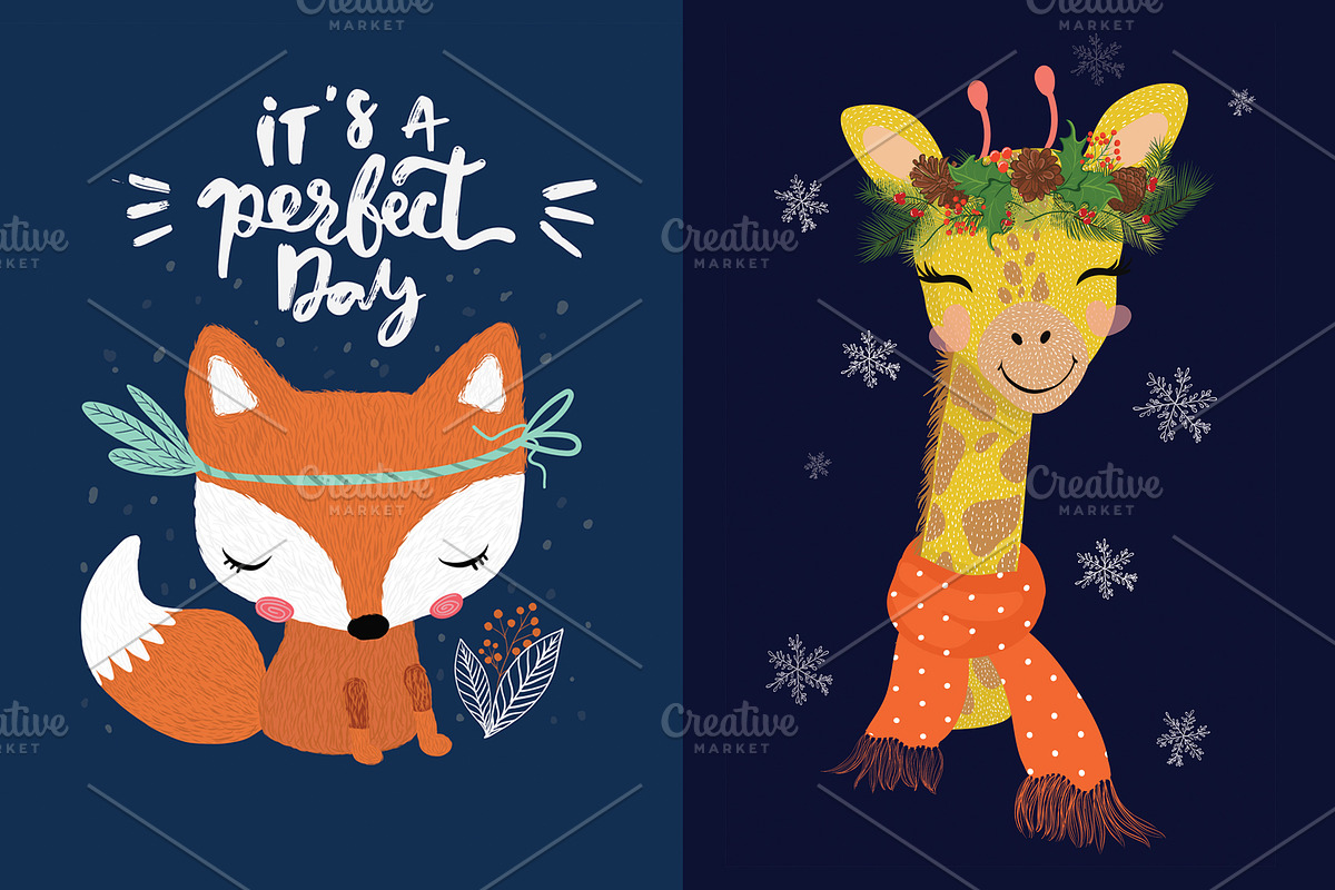 Cute baby fox and giraffe vector, an Animal Illustration by StudioLondon (Photo 2 of 4)