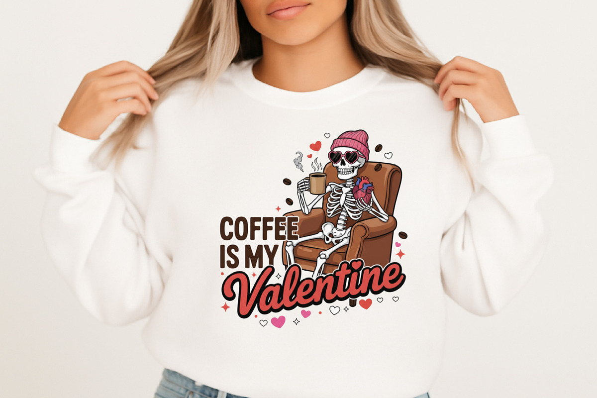 Coffee is My Valentine Skeleton Png, an Illustration by Designking (Photo 5 of 6)