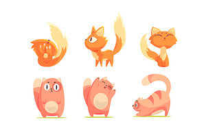 Cute Red and Ginger Cartoon Cat, an Animal Illustration by TopVectors