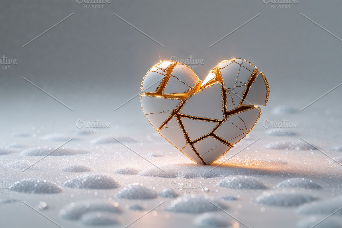 Ceramic heart sculpture, an Illustration by wavebreak
