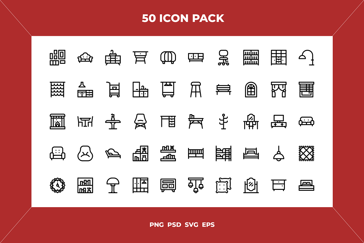Furniture icons, an Outline Icon by Wencory (Photo 1 of 2)