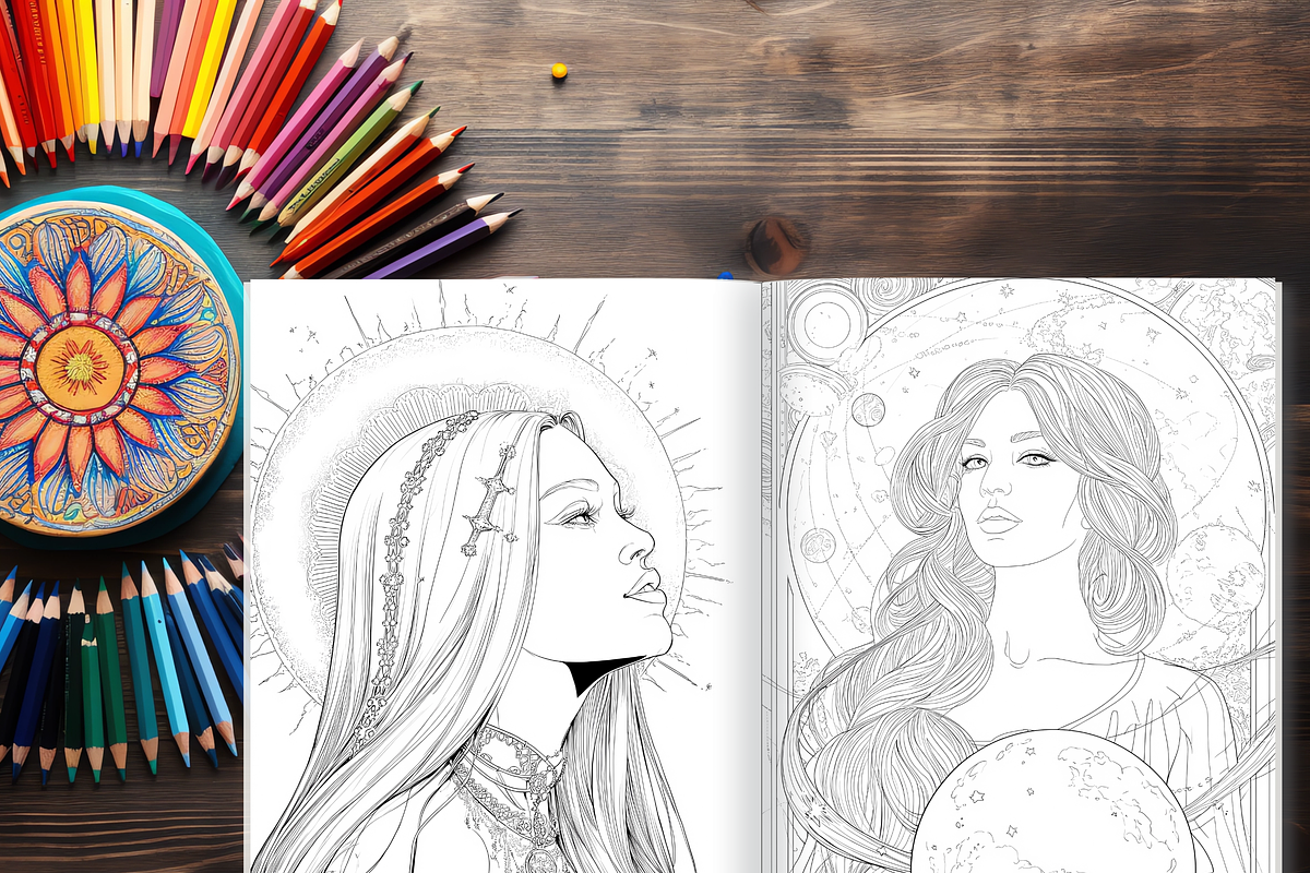 Celestial Tarot Card Coloring Pages, a Print Template by LA Design (Photo 5 of 10)