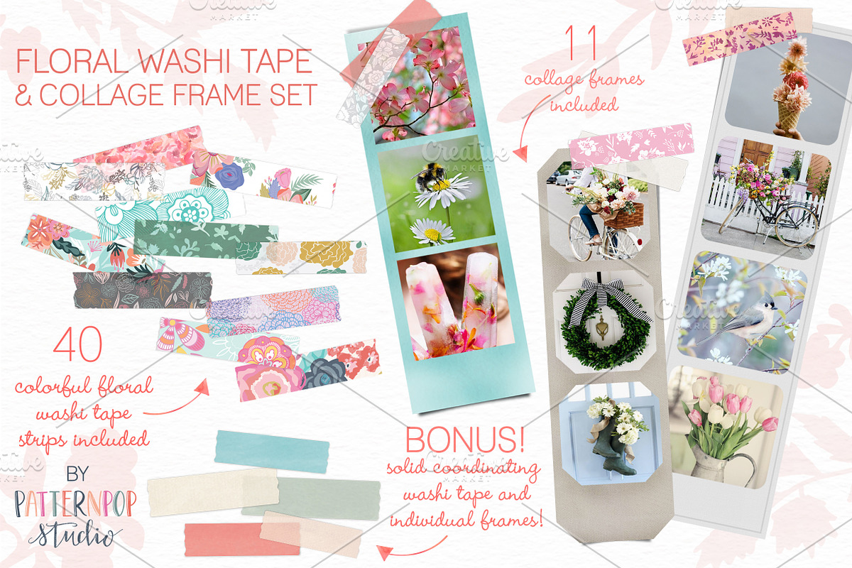 Floral Washi Tape and Collage Frames, an Object Graphic by patternpop studio (Photo 1 of 5)