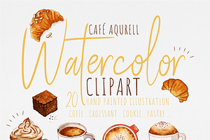 Watercolor Coffee Clipart | Cafe