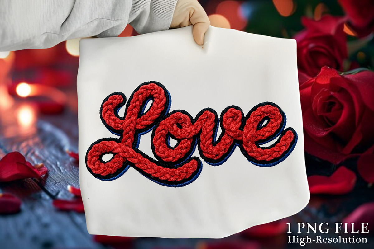Faux Knitted Yarn Groovy Love PNG, an Illustration by Canvas Craft (Photo 1 of 7)