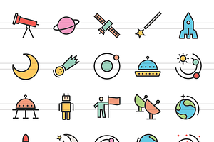 50 Astronomy Line Filled Icons