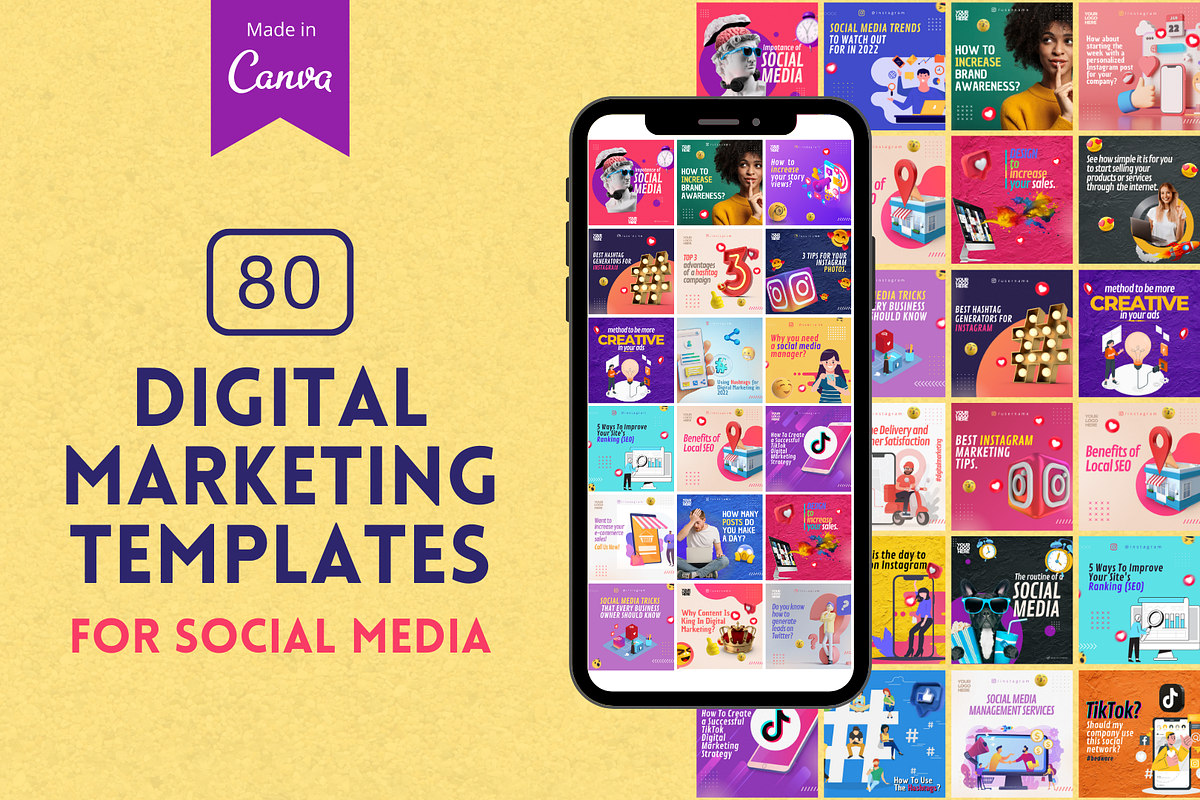 4 in 1 Digital Marketing CanvaBundle, a Social Media Template by Canvagator (Photo 2 of 9)