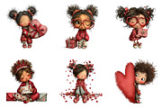 Whimsical Valentine Cute-girl Clipar, an Illustration by CreationArt (Thumbnail 3 of 6)