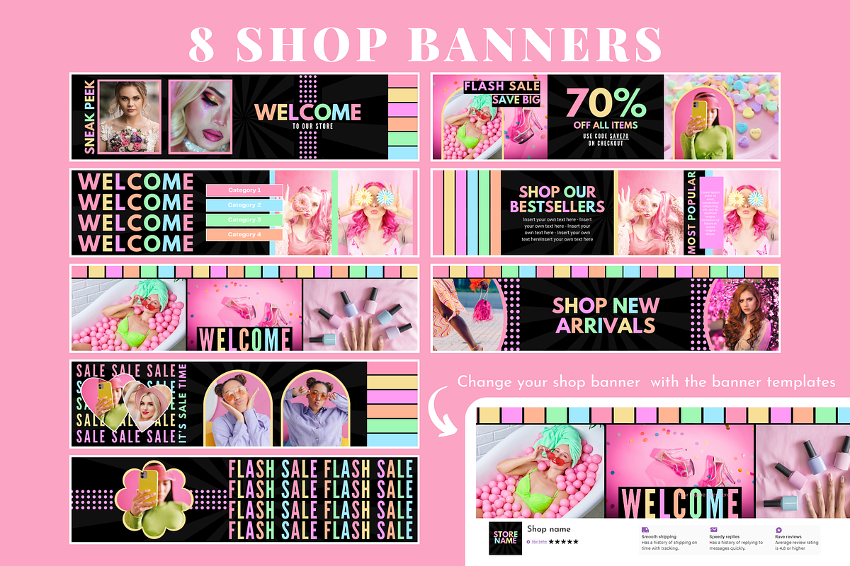 Pastel Neon Etsy Shop Kit, a Branding & Logo Template by SunshineStudioBoutique (Photo 3 of 6)