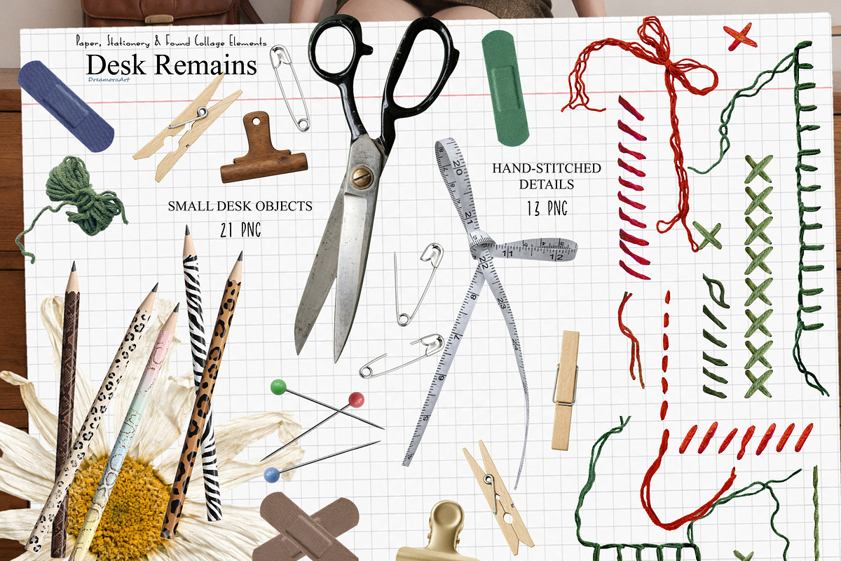 Desk Remains: Paper Collage Elements, an Object Graphic by DreamoraArt (Photo 3 of 11)