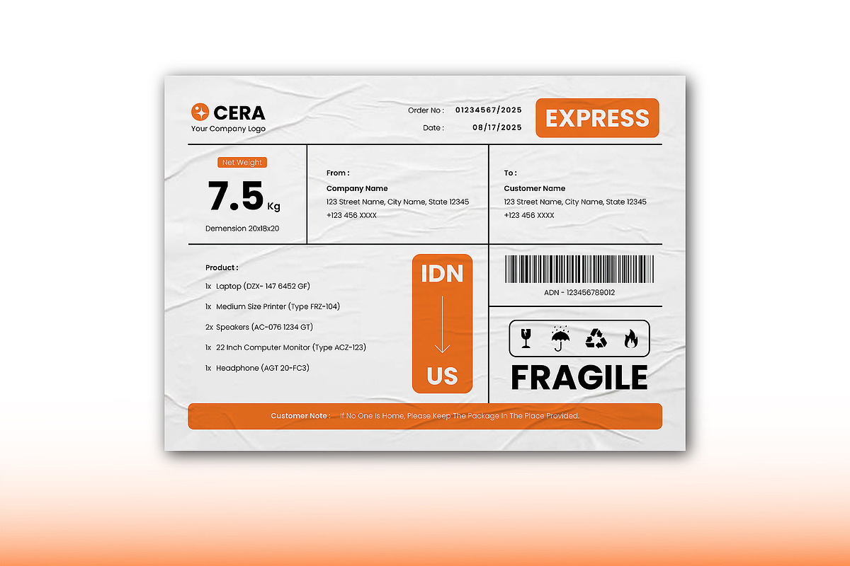 Blue Orange Shipping Fragile Label, a Print Template by Siska Arista (Photo 3 of 3)