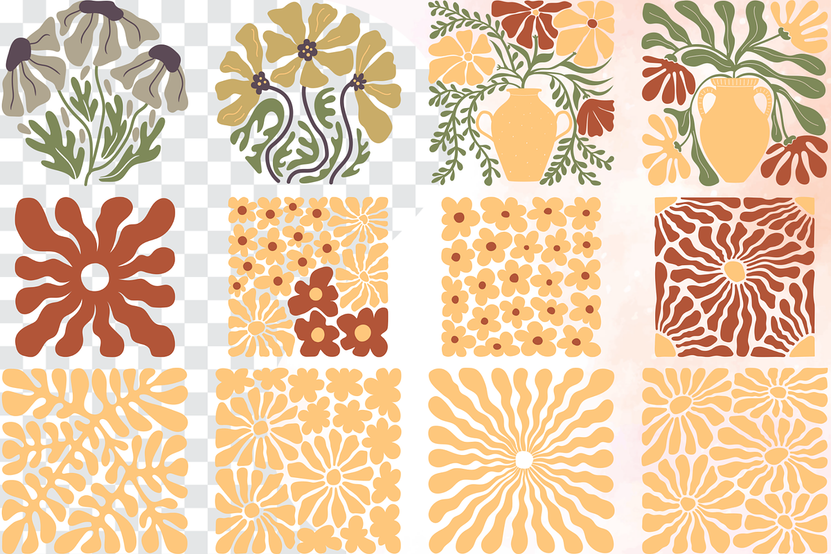 Groovy Earth Tone Flower PNG Set, an Object Graphic by Flourish Spark (Photo 5 of 10)