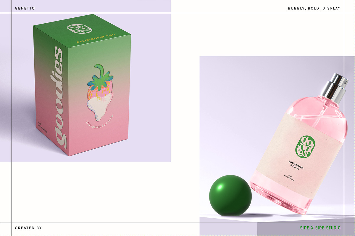 Genetto Display Font + Illustrations, a Sans Serif Font by Side X Side Studio (Photo 3 of 8)