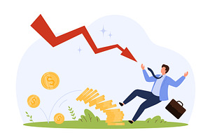 Businessman Falling Due Financial, a Finance Illustration by Flashvector