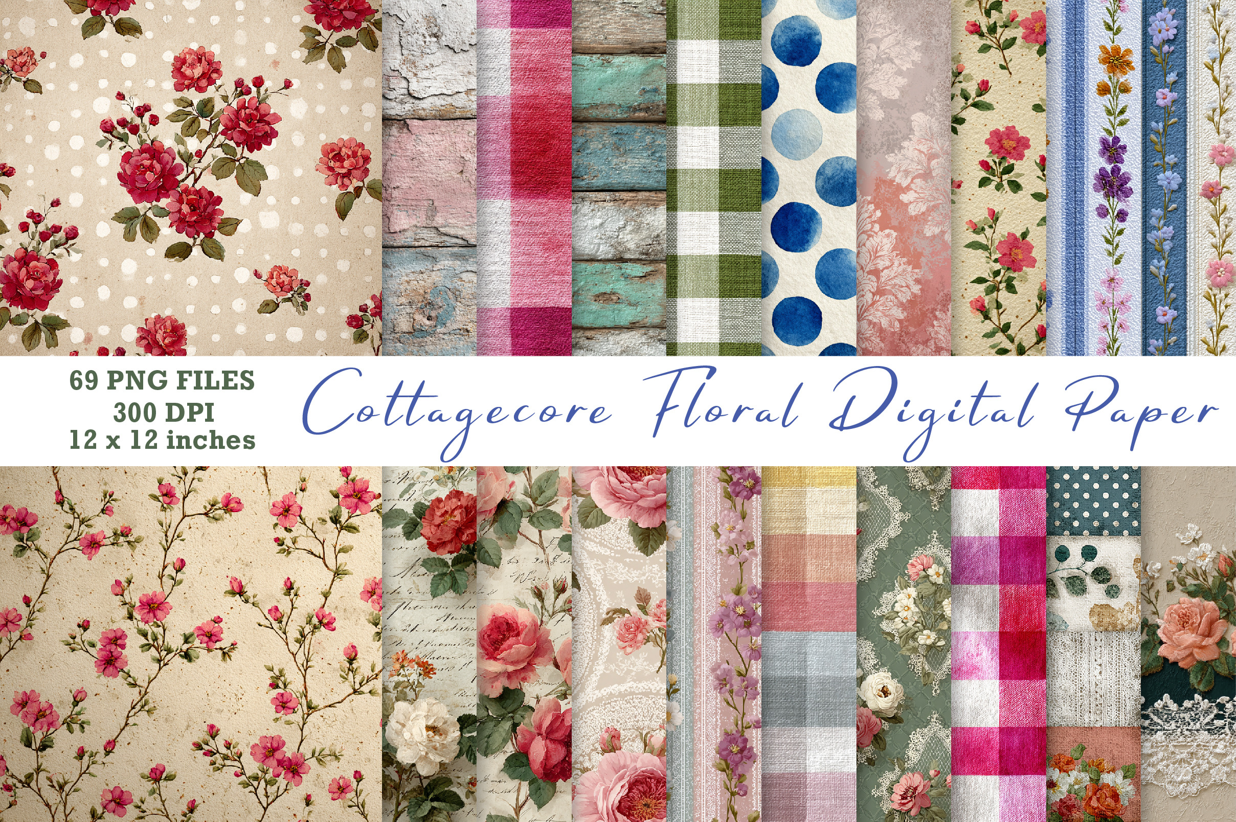Cottagecore Floral Digital Paper, a Pattern Graphic by CreationArt