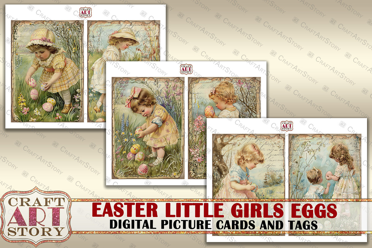 Easter little girls Eggs Collage, an Object Illustration by CraftArtStory (Photo 2 of 4)