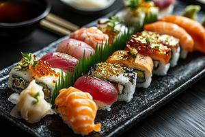 Platter of sushi - fresh sashimi, a Food & Drink Photo by MistyDay