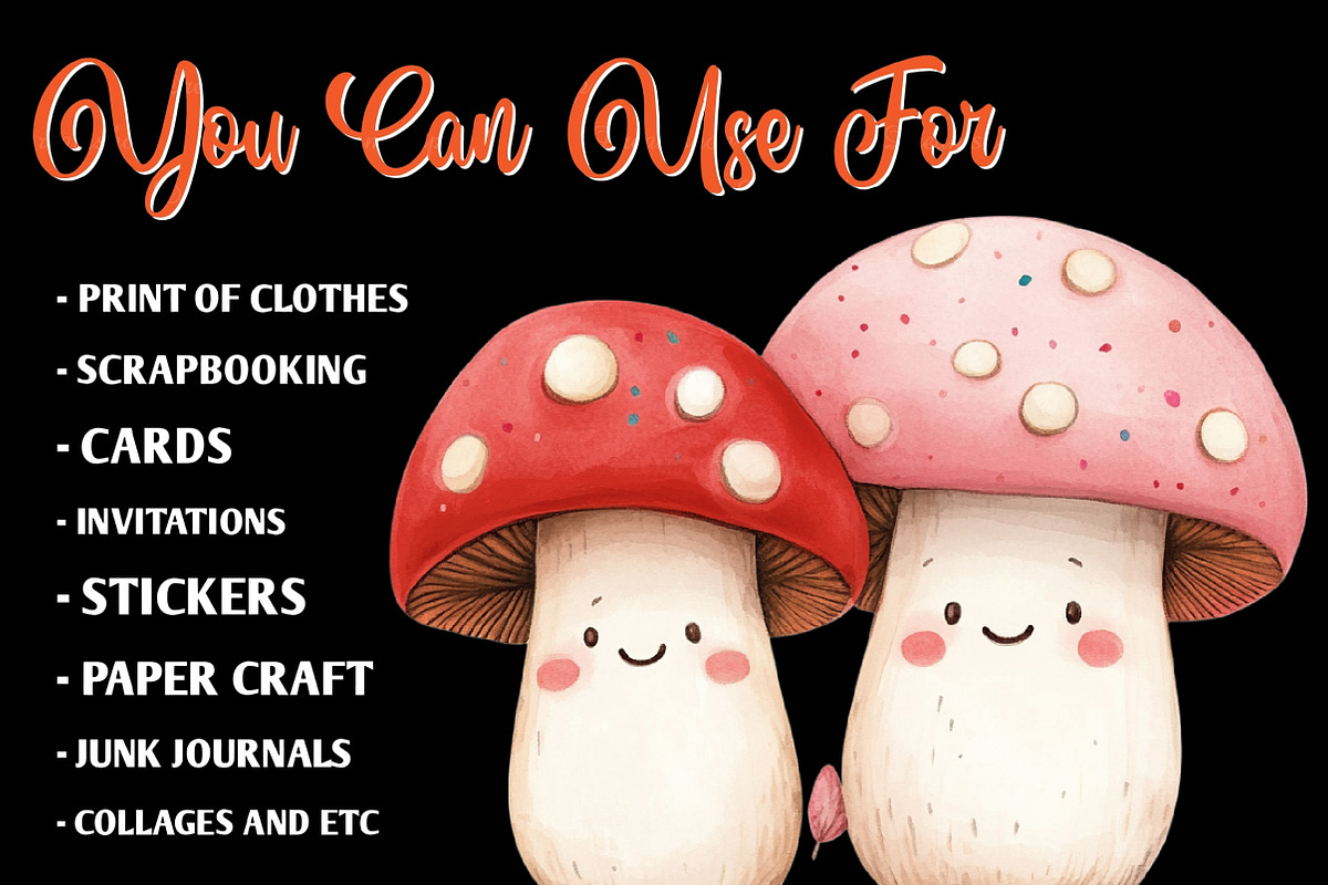 Watercolor Cute Magic Fairy Mushroom, an Illustration by CreationArt (Photo 6 of 9)