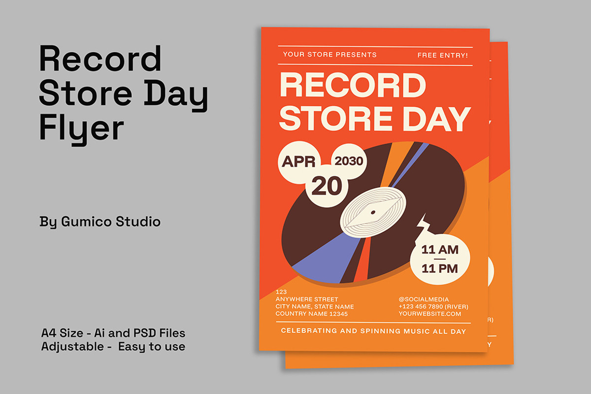 Record Store Day Flyer, a Flyer Template by Gumico Studio. (Photo 3 of 3)