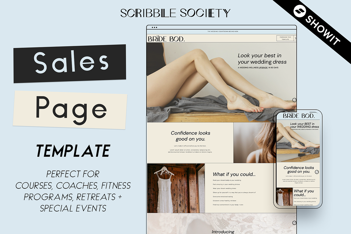 Showit Website Sales Page Tempalte, a Websites & App Template by Scribble Society (Photo 1 of 8)