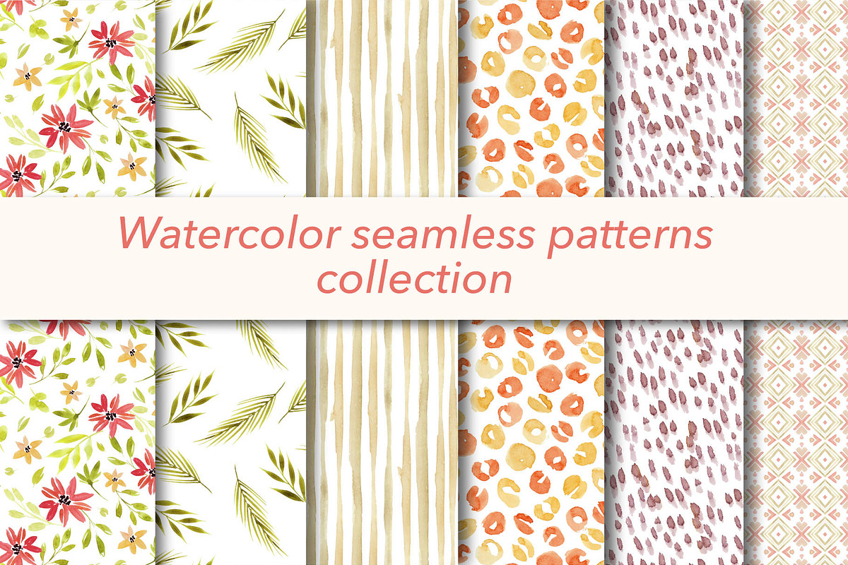 Watercolor patterns collection, a Pattern Graphic by Wild Rose (Photo 1 of 7)