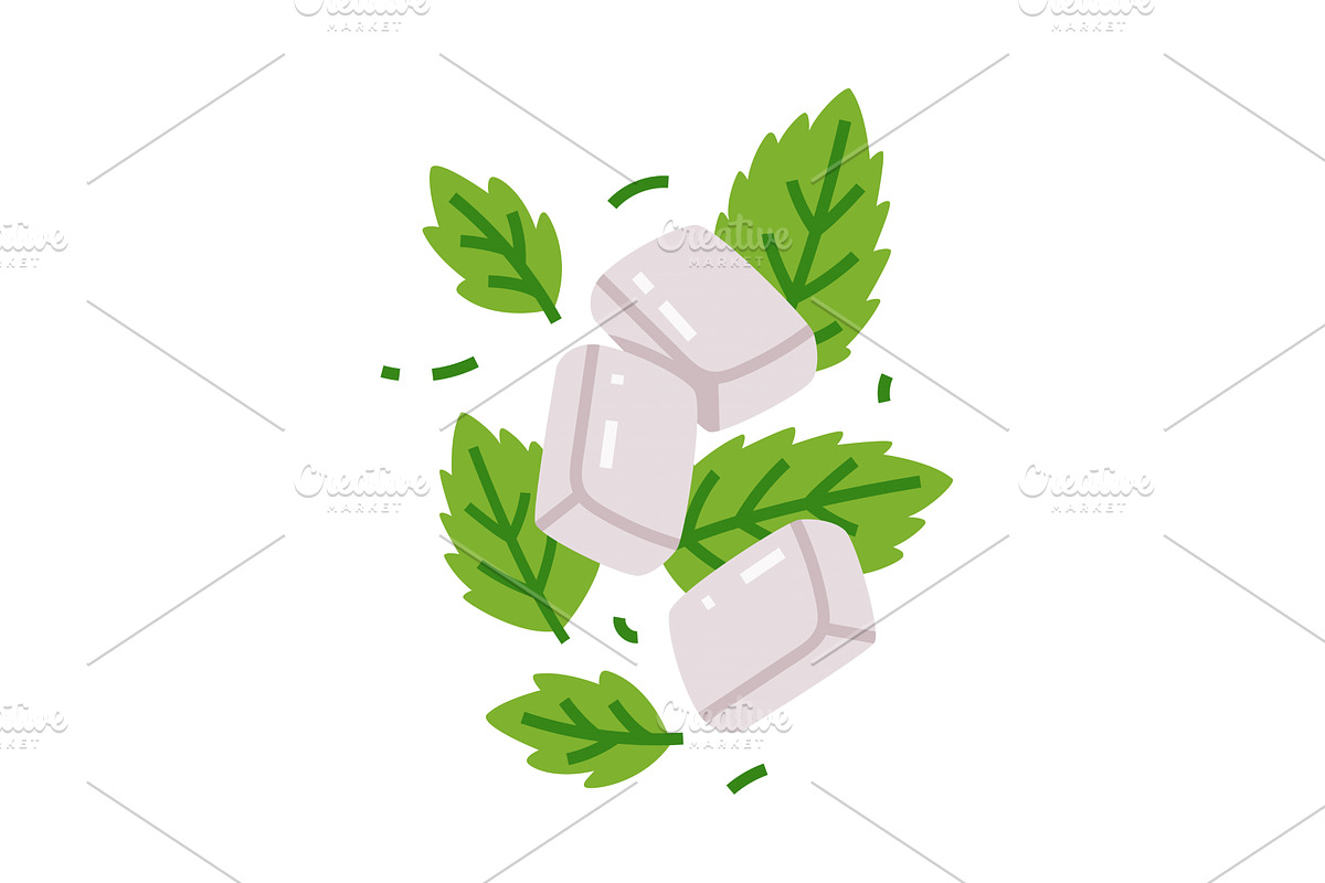 Mint Bubble Gum Pads with Spearmint, a Food Illustration by TopVectors