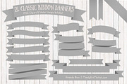 Grey Ribbon Banner Clipart, an Illustration by Amanda Ilkov (Thumbnail 1 of 4)