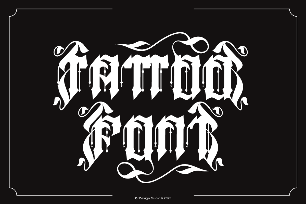 Jewal Glasmor - Tattoo Font, a Blackletter Font by QR Design Studio (Photo 4 of 14)