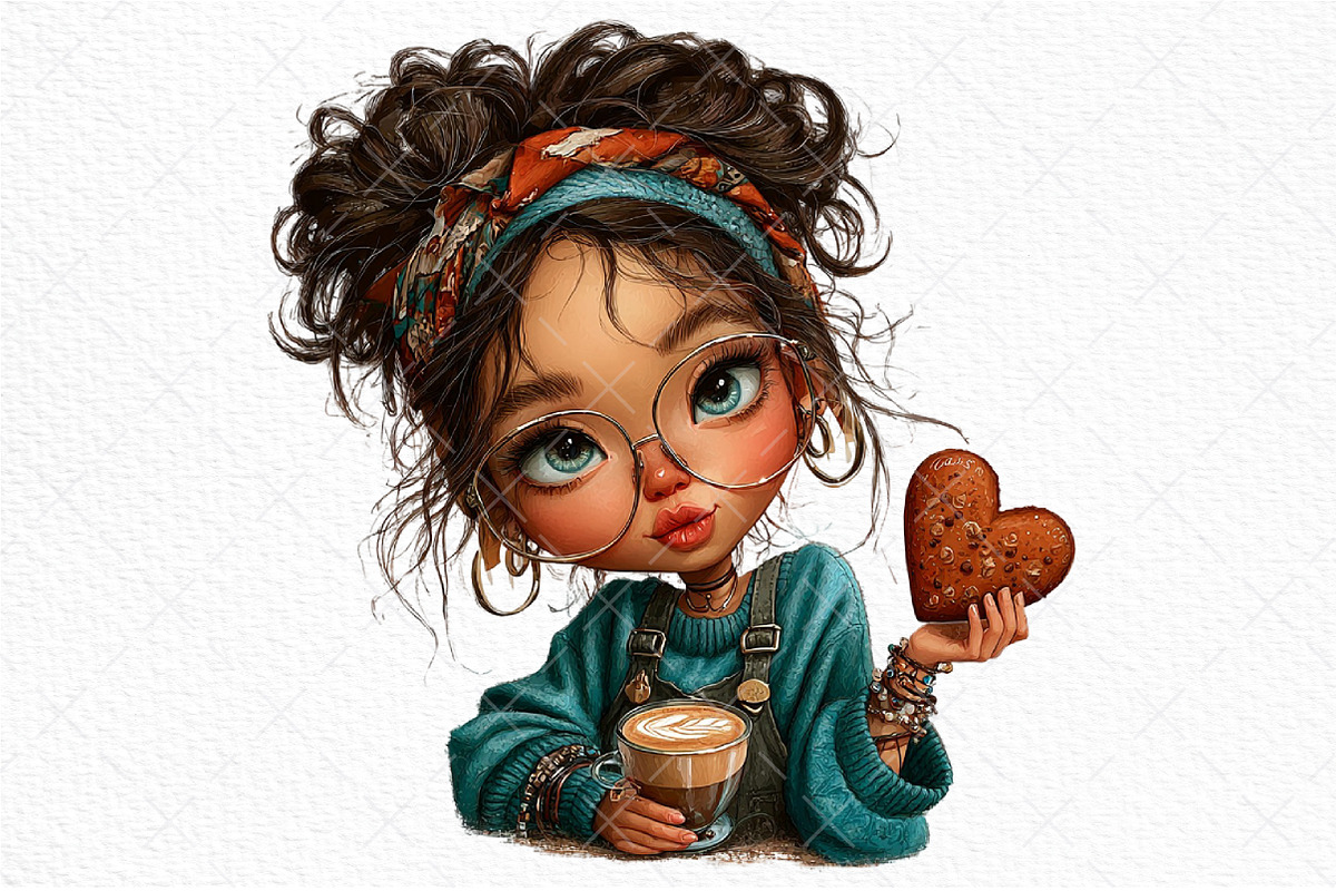 Whimsical Valentine Coffee Girl Png, an Illustration by Craft Nest (Photo 11 of 11)