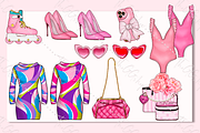Pink Summer Girl Clipart set, an Object Illustration by The GG Shop (Thumbnail 2 of 7)