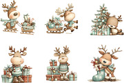 Cute Christmas Reindeer Clipart, a Seasonal Illustration by Designking (Thumbnail 5 of 5)