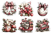 Watercolor Vintage Christmas Clipart, a Seasonal Illustration by Creative Art (Thumbnail 4 of 7)