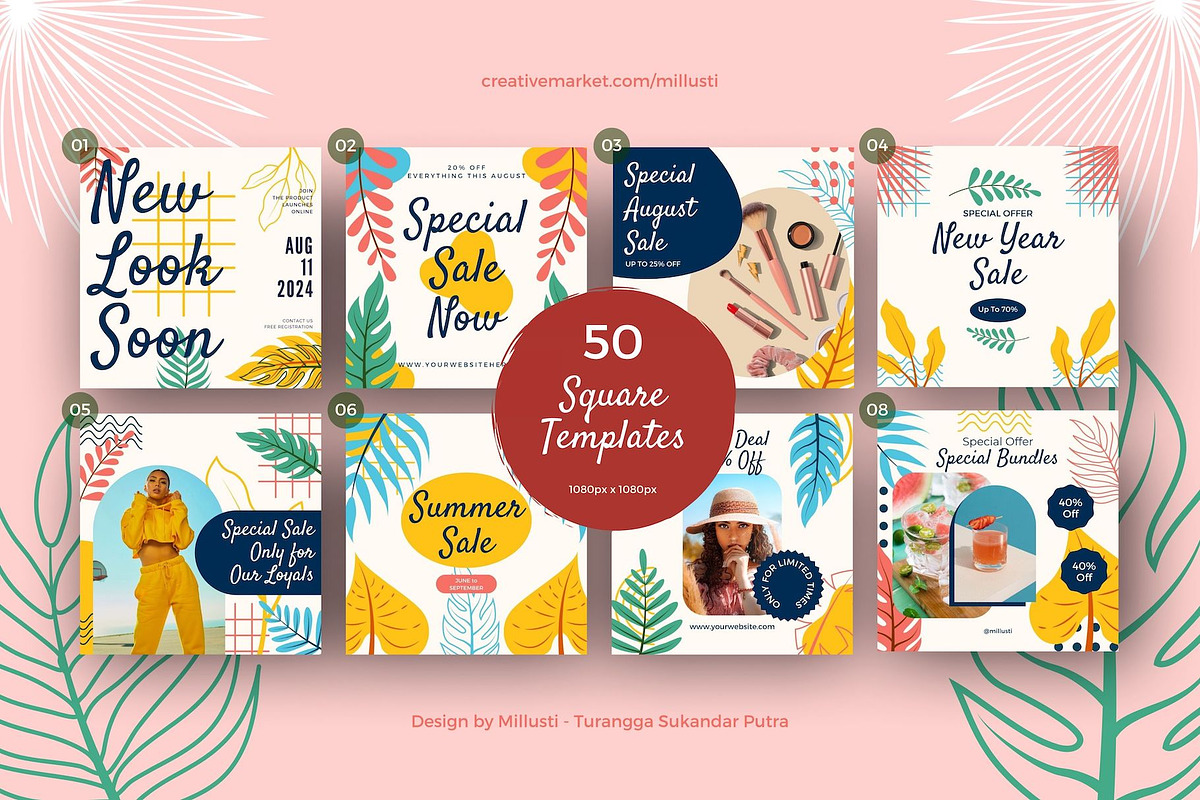 Tropical Leave Social Media Template, a Social Media Template by Millusti (Photo 2 of 11)
