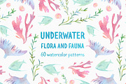 Underwater watercolor patterns, a Pattern Graphic by Piñata (Thumbnail 1 of 8)