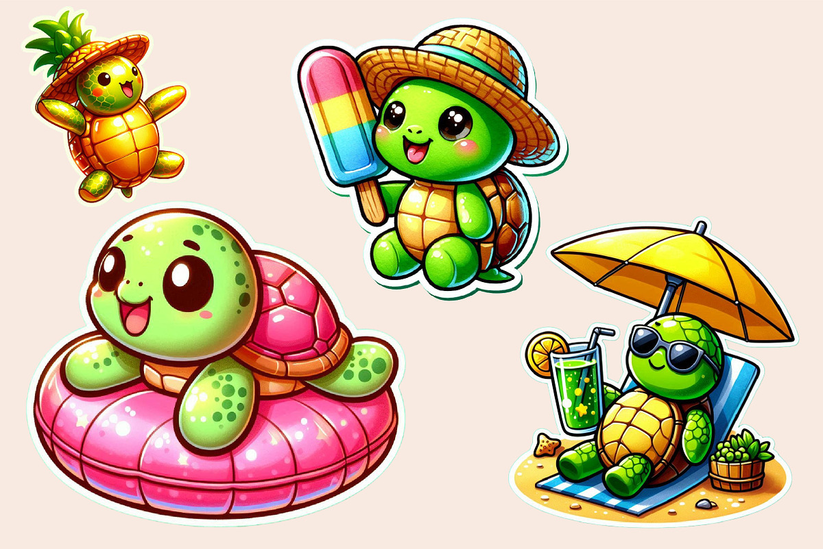 Summer Turtle Sticker Clipart, an Illustration by Designworld (Photo 4 of 5)