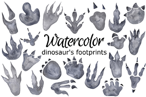 Dinosaur's Footprints Watercolor