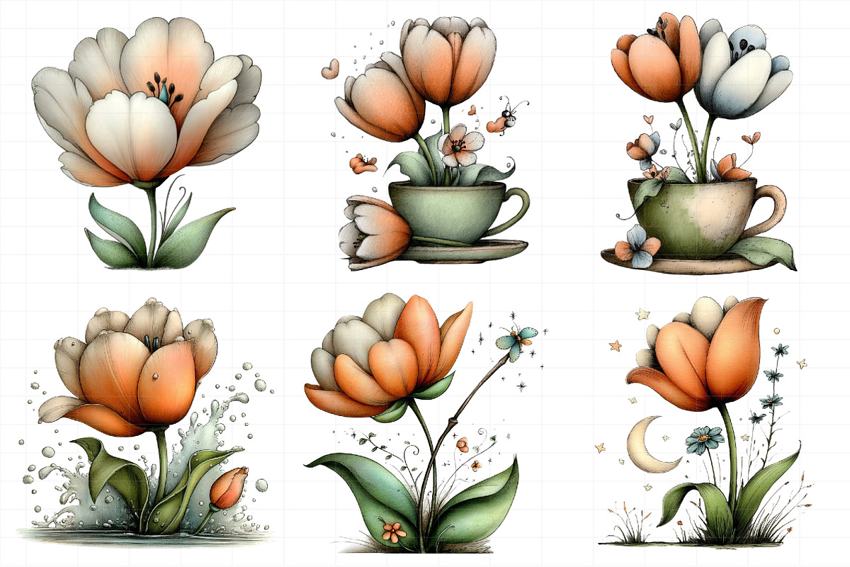 Whimsical Spring Tulip Flower Clipar, an Illustration by Daily.Designs (Photo 4 of 8)
