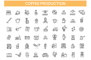 Set of Coffee Production icons, an Outline Icon by Tettygreen