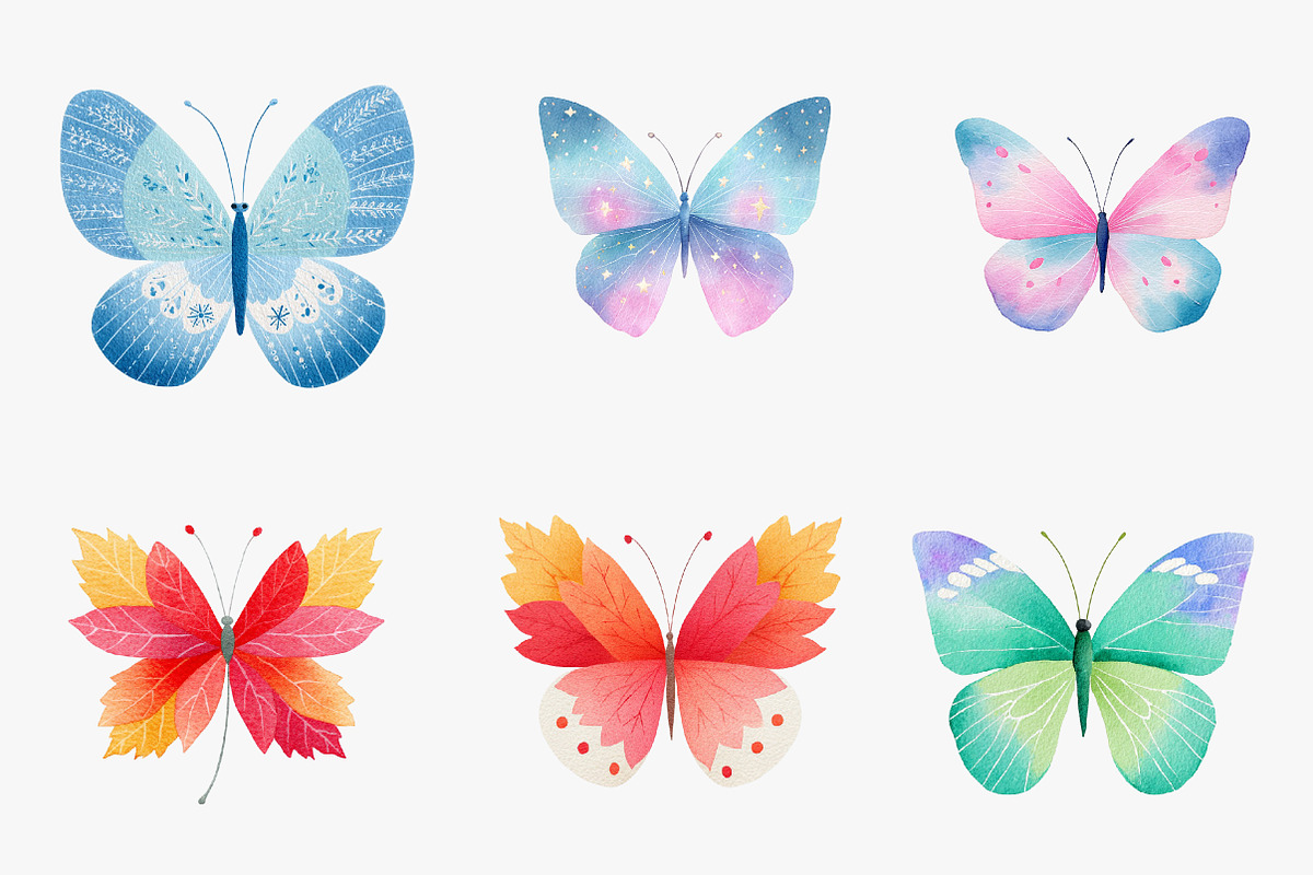 watercolor butterfly clipart, an Illustration by CreationArt (Photo 3 of 5)