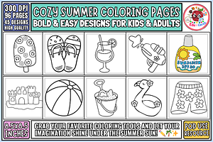 Cozy Summer Bold&Easy Coloring Pages