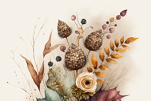 Curiorose watercolor bramble leaf