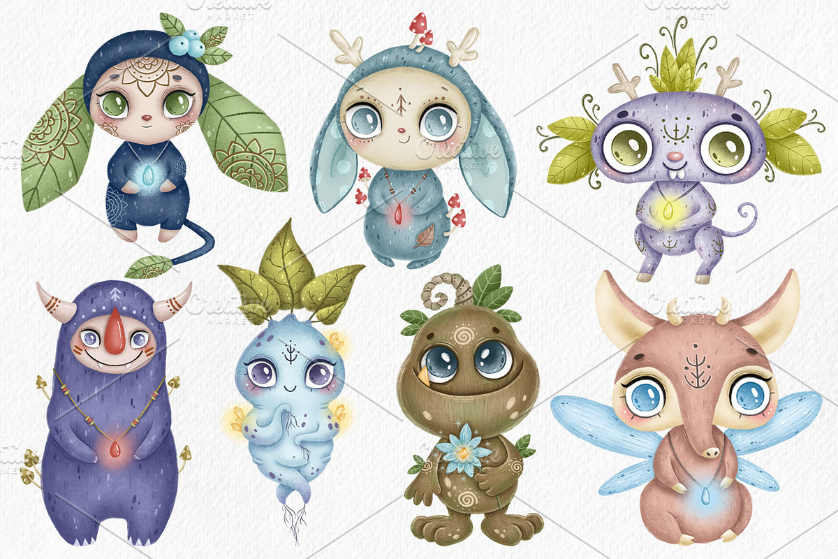 Forest Monsters Clipart, an Illustration by BonbonnyDesigns (Photo 2 of 4)