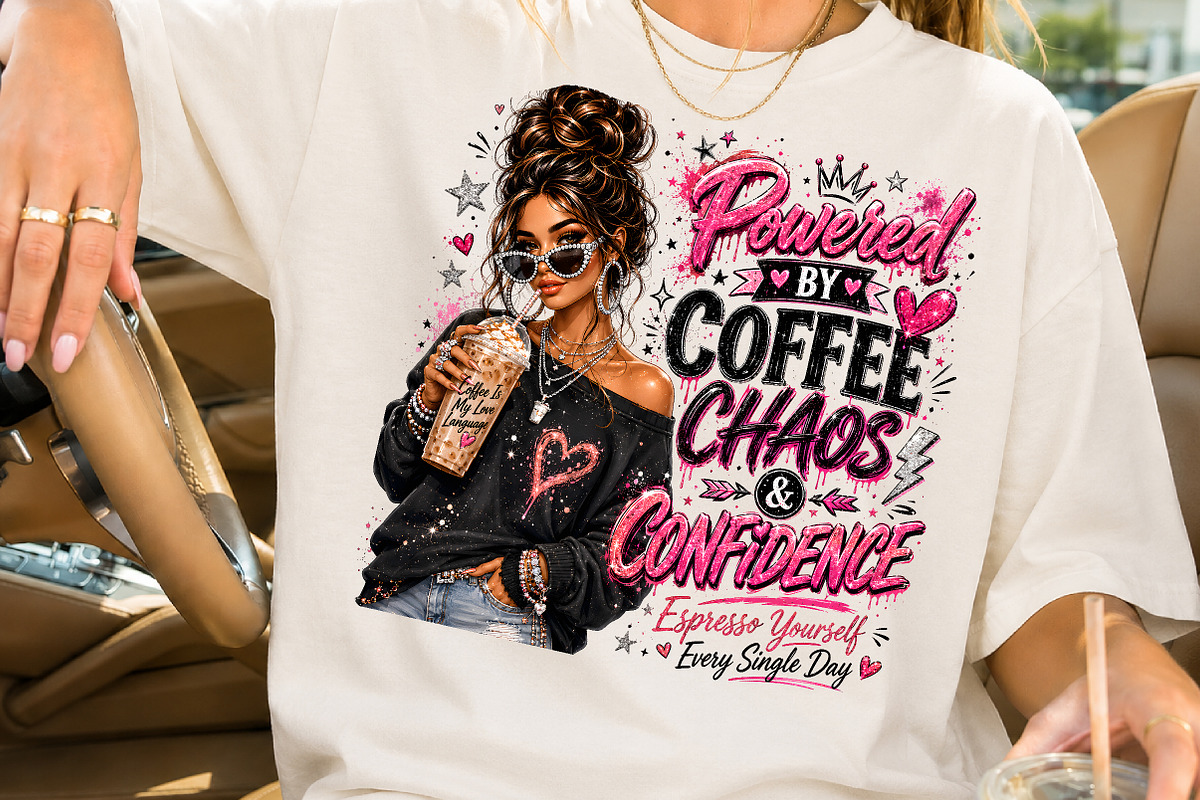 Powered By Coffee Chaos & Confidence, a Person Illustration by Rose Art (Photo 2 of 4)