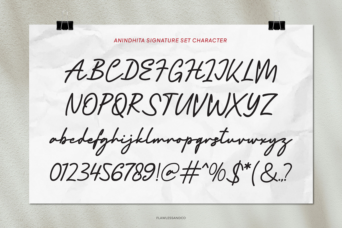 Anindhita - Script Signature Font, a Script Font by Flawless And Co (Photo 8 of 10)